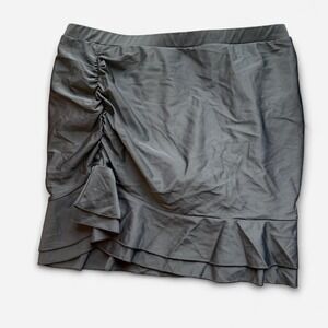 Black cinched ruffle swimsuit skirt